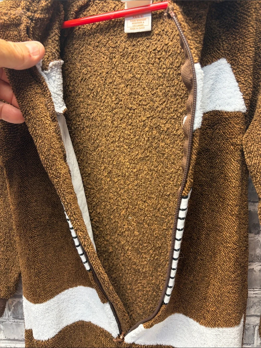 Kids Brown Football Hooded One-Piece Pajamas